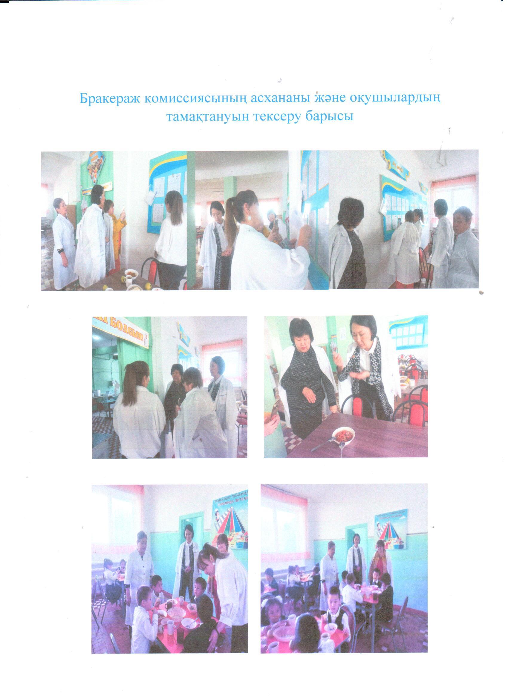 Бракераж комиссиясының асхананы және оқушылардың тамақтануын тексеру барысы